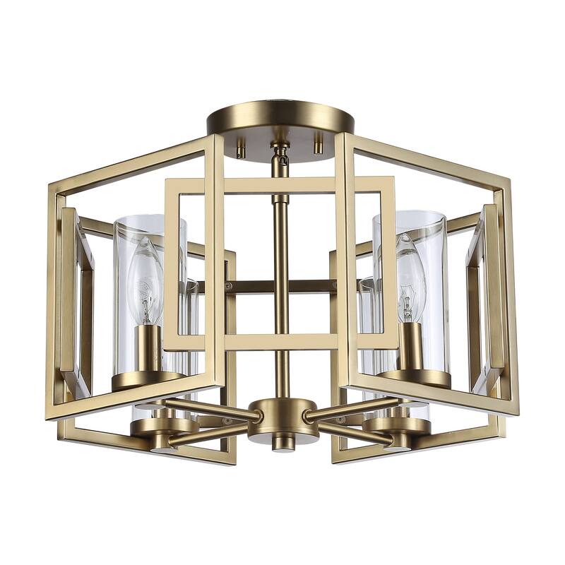 Marco 4-Light Flush Mount in Brushed Champagne Bronze with Clear Glass