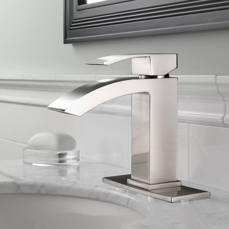 6.54"H Solid Brass Single Handle Single Hole Bathroom Waterfall Faucet