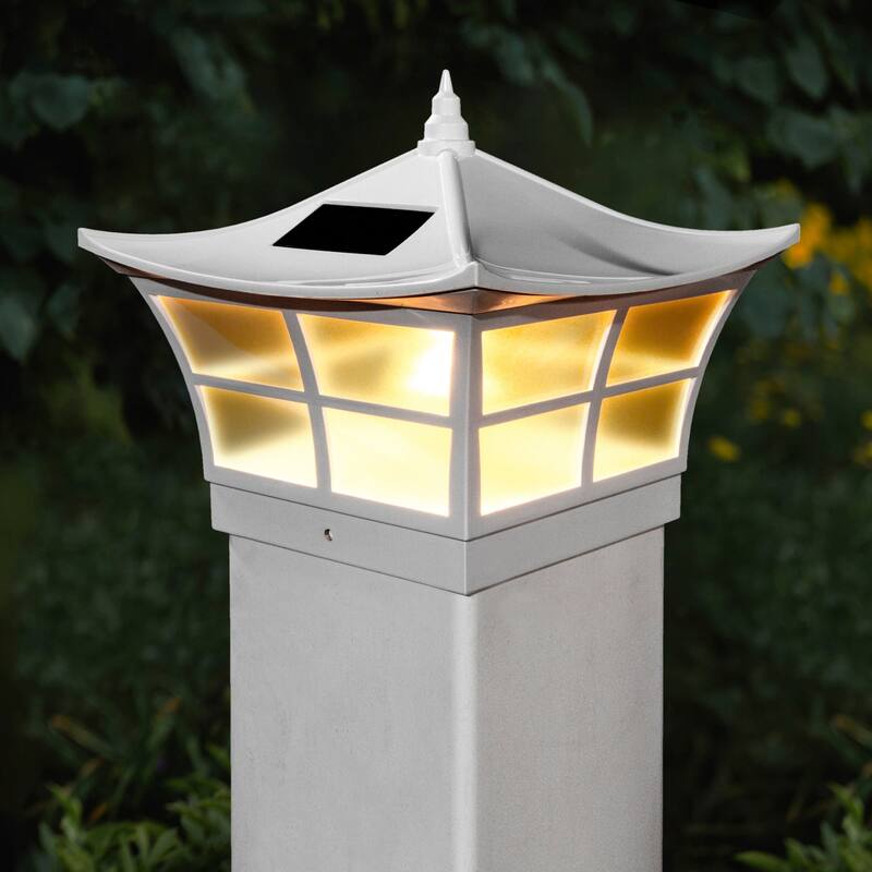 Classy Caps 5x5 White PVC Ambience Solar Post Cap (Set of 2)