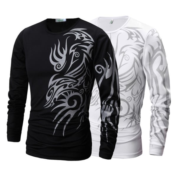 Men's O-neck Long Sleeve Cotton Polo Shirts Plus Size T-shirts