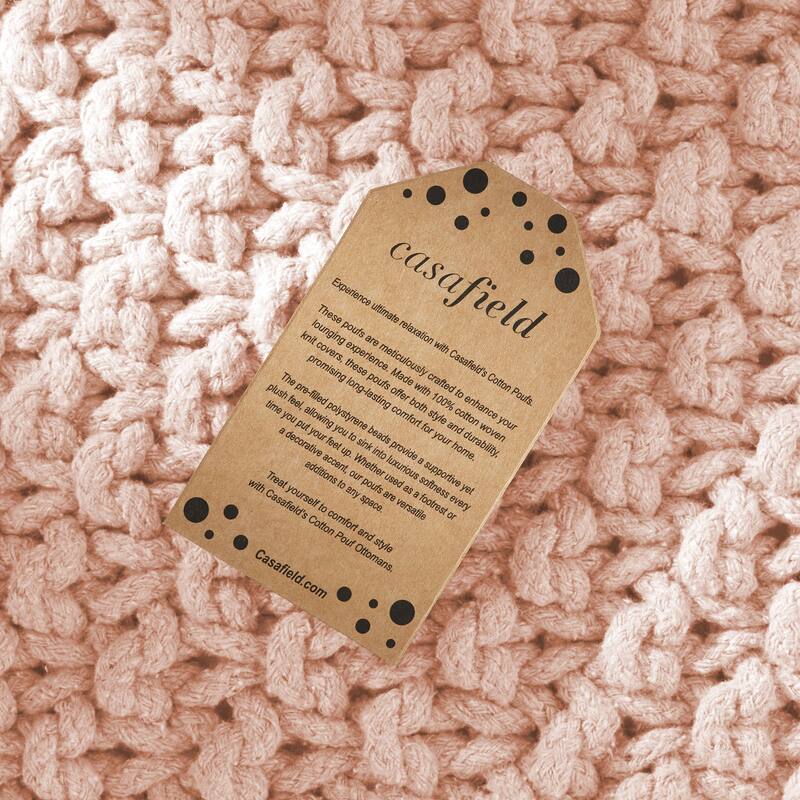 Cotton Pouf Ottomans Knit Foot Stool Pouffes for Living Room