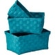 preview thumbnail 22 of 30, Checkered Woven Strap Storage Baskets (Set of 3) - 7.8 L x 5.3 W x 4.2 H Peacock Blue