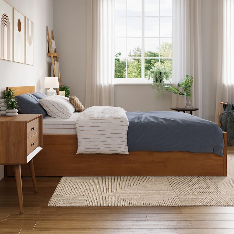 AFI Orlando Platform Bed with Footboard & Twin XL Trundle