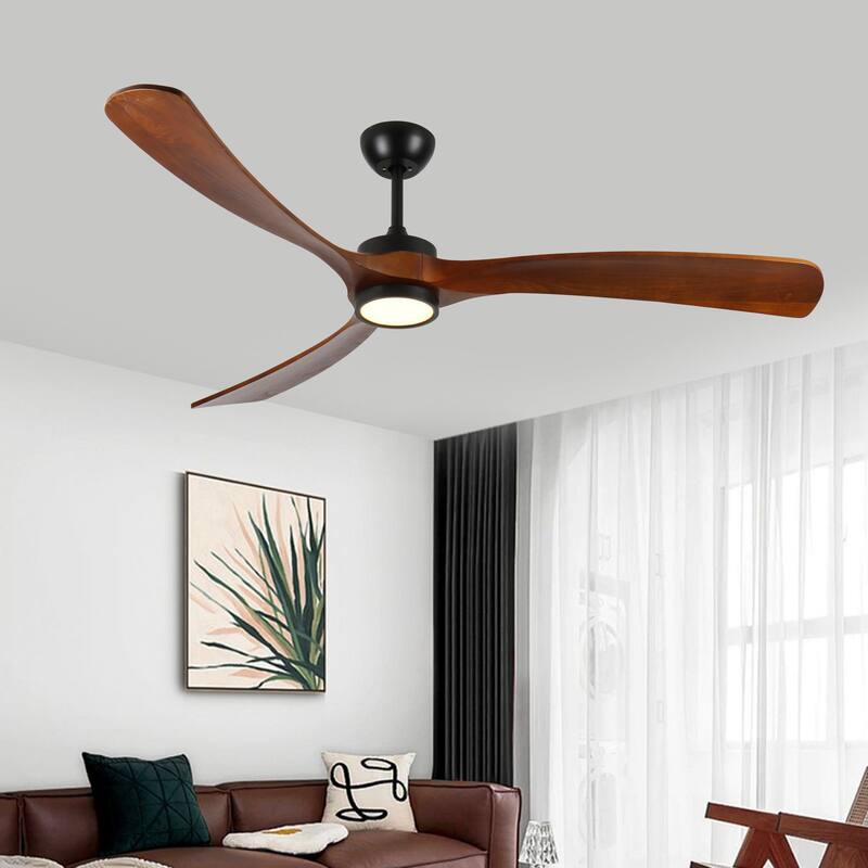 72 Inch Wood Ceiling Fan with Light, Low Profile Ceiling Fan with Remote Control,Noiseless Reversible DC Motor with Timer