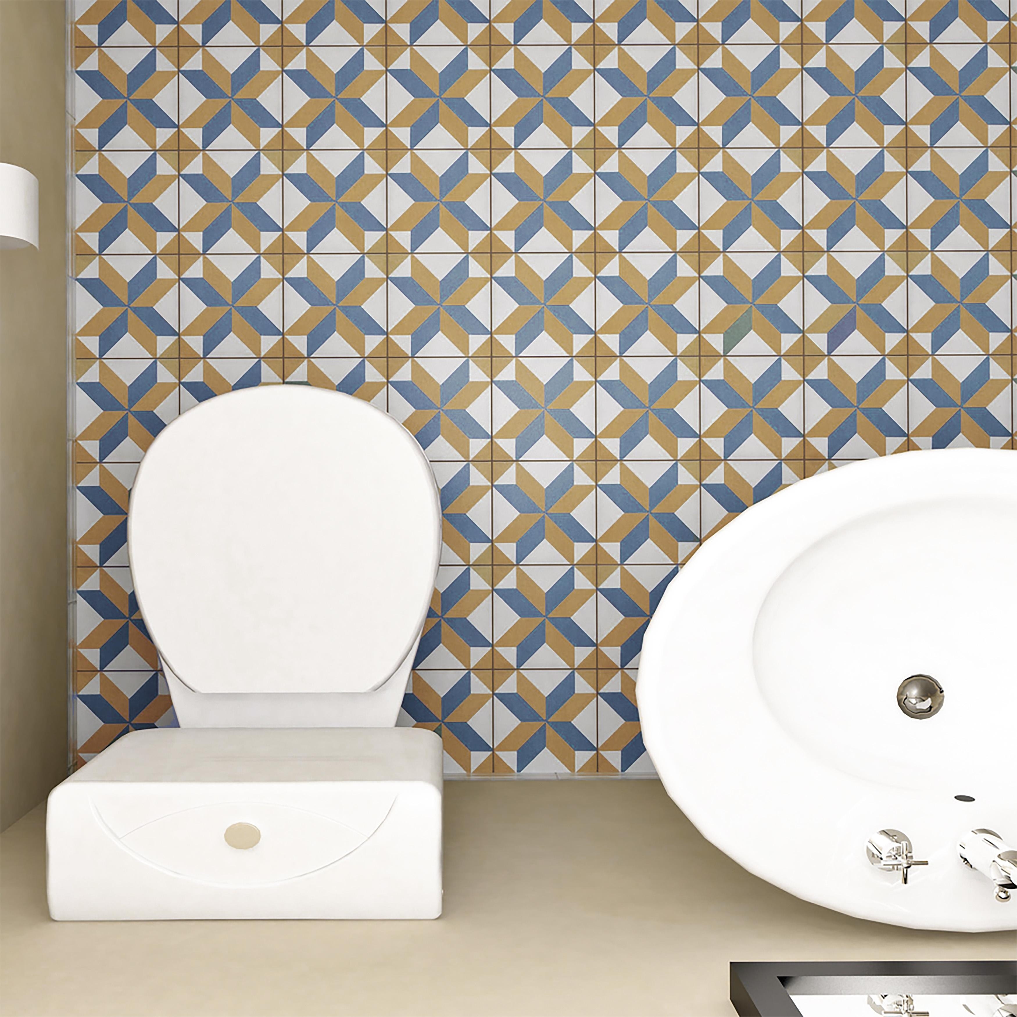 Merola Tile Revival Pattern 7-3/4" x 7-3/4" Ceramic Floor and Wall Tile