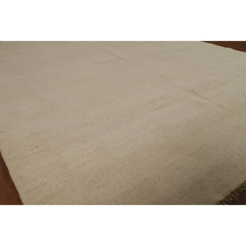 Modern Gabbeh Area Rug Handmade Oriental Beige Wool Carpet - 6'6" x 9'9"