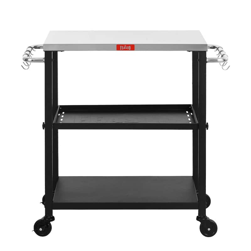 Feasto 161266E 3-Shelf Adjustable Layer's Utility Kitchen Cart - N/A