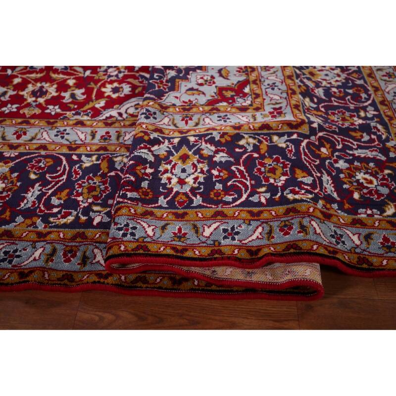 Traditional Red Kashan Turkish Rug Living Room Machine Made Carpet - 9'7" x 12'10"