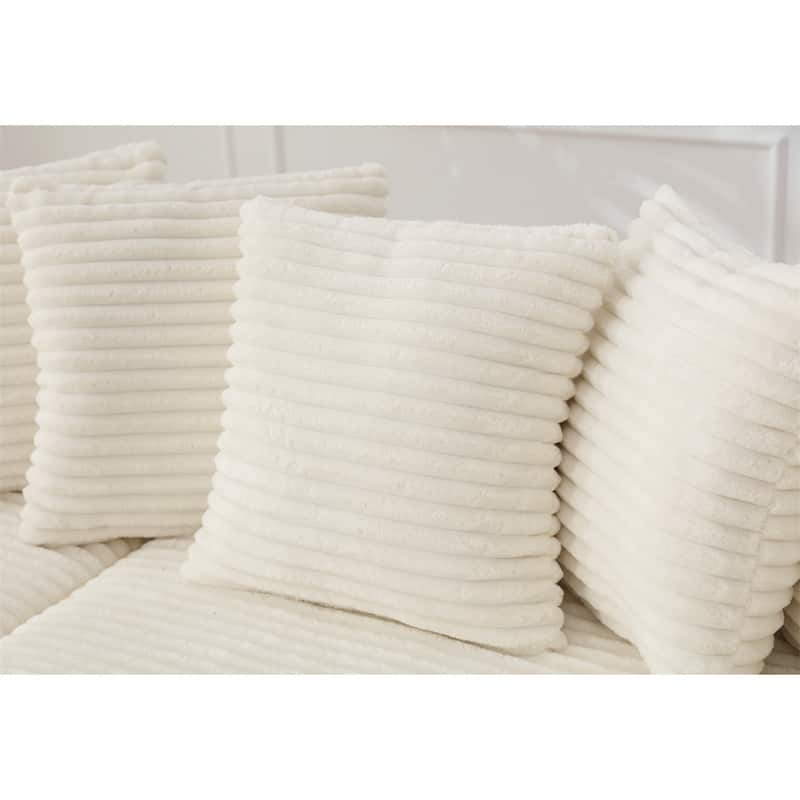 2-Piece Couches, Corduroy L-Shaped Sofa Chaise with 8 Throw Pillows