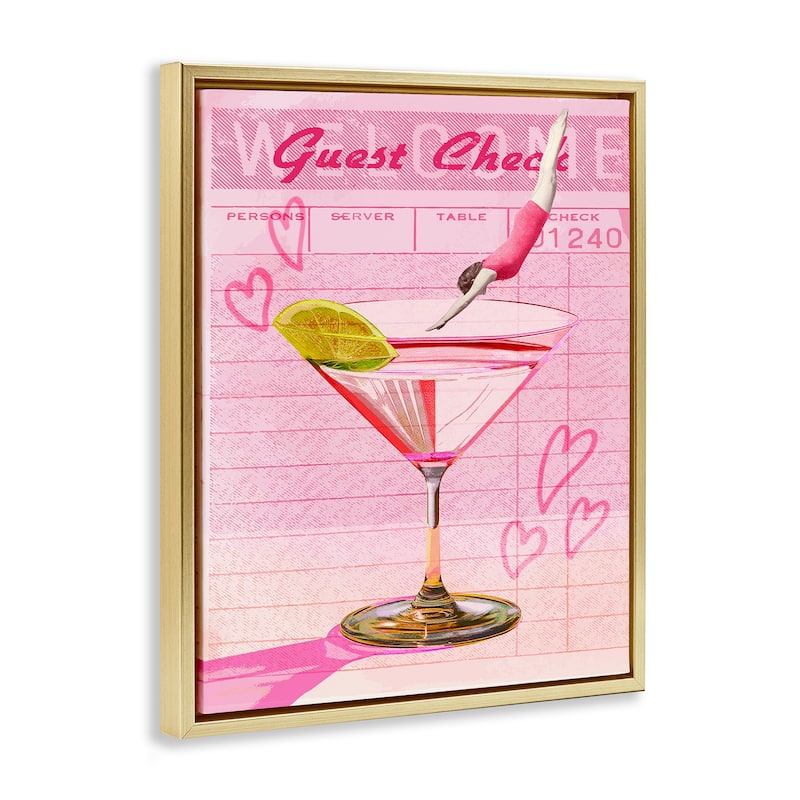 Stupell Diver into Cocktail Guest Check Framed Floater Canvas Wall Art Design By Lil' Rue