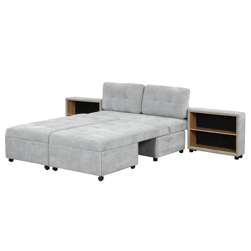Sectional Sofa for Living Room Modular Sleeper Sofa with 2 Storage Racks Free-combined Sofa, Upholstered Corner Chaise