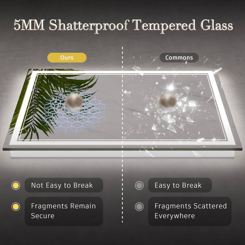 LED Bathroom Mirror with UL Listed, High Brightness, Anti-Fog, 3 Color Temperature, Dimmable