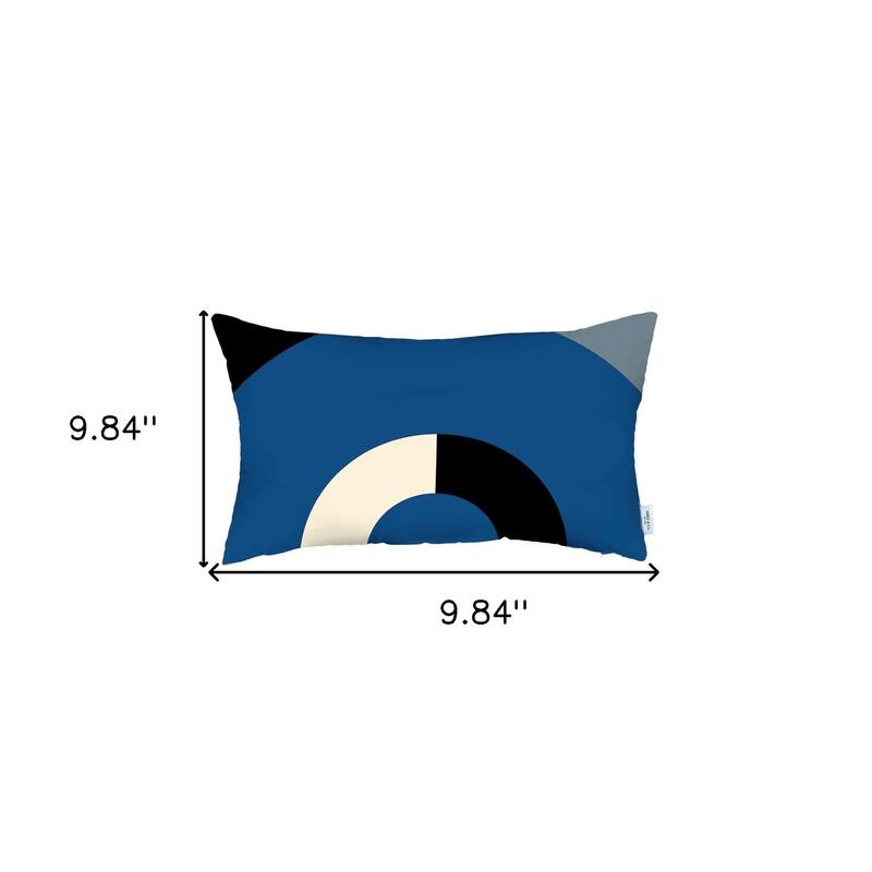 HomeRoots 12" X 20" Black And Blue Abstract Zippered Handmade Polyester Lumbar Pillow Cover