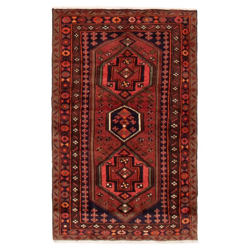 ECARPETGALLERY Hand-knotted Andelz Red Wool Rug - 3'2 x 4'11 - Dark Red - 3'2 x 4'11
