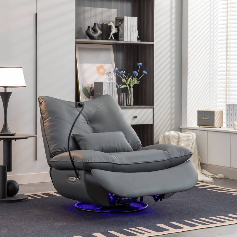 Swivel Power Recliner Chair with USB Port and Atmosphere Lamp