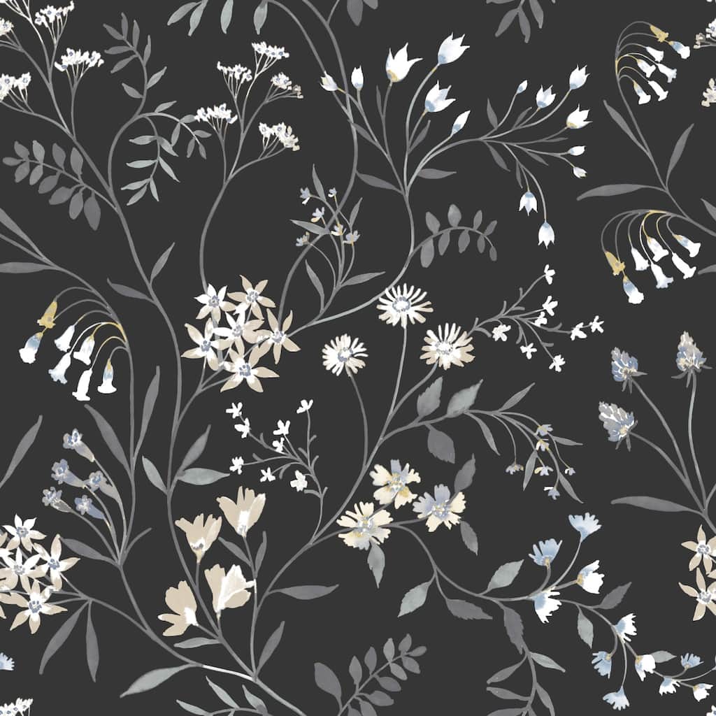 RoomMates Black & White Meadow Mix Peel and Stick Wallpaper