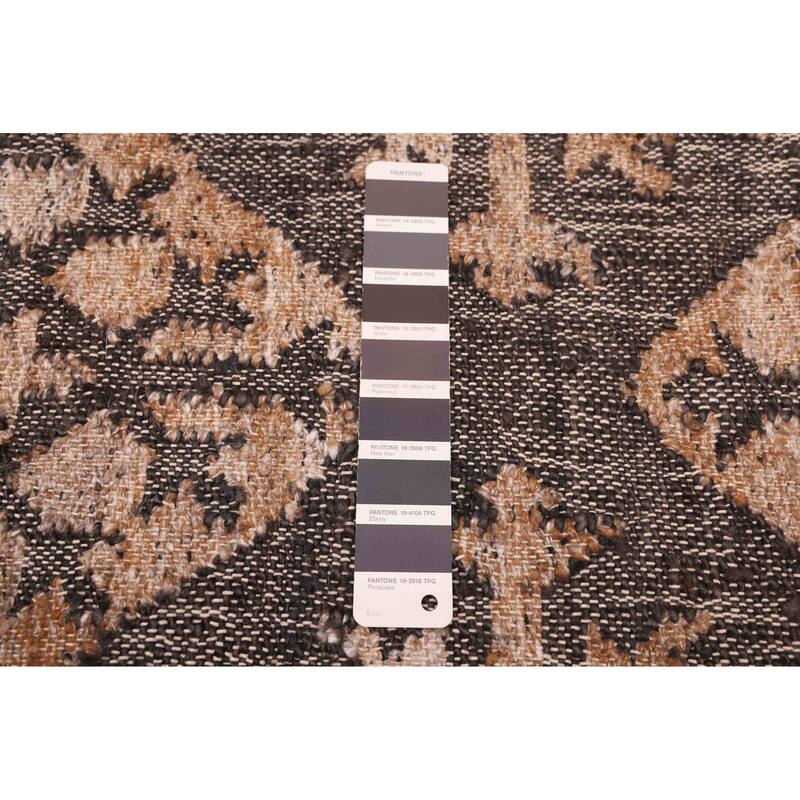 ECARPETGALLERY Flat-Weave Palas Denizli Dark Grey, Tan Jute Kilim - 5'6 x 7'8