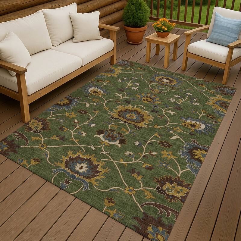 Machine Washable Indoor/ Outdoor Traditional Luna Chantille Rug