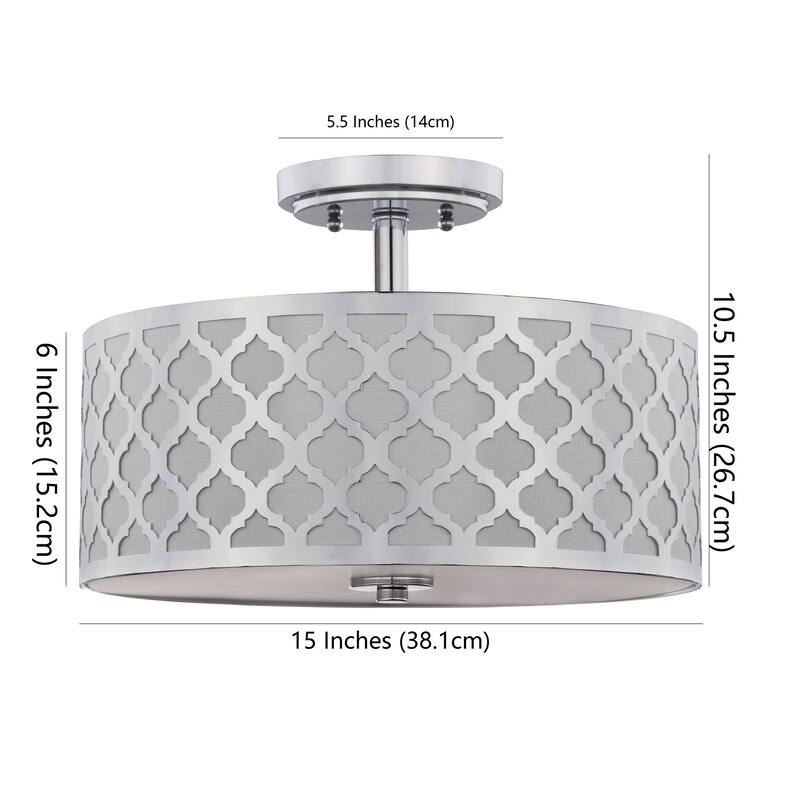 SAFAVIEH Lighting Mucella 3-Light Trellis Chrome Flush Mount - 15" x 15" x 10.5" - 15Wx15Dx11H