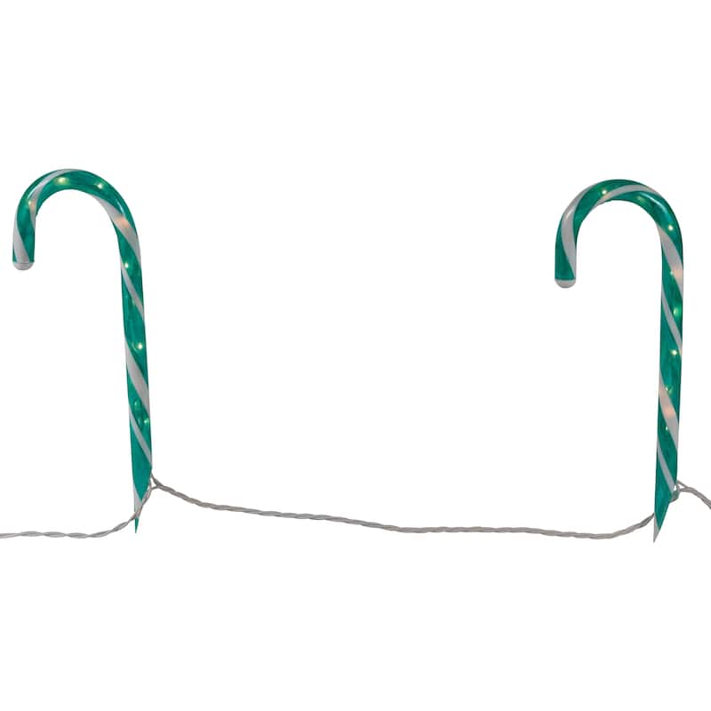 Lighted Outdoor Candy Cane Christmas Pathway Markers - 13.5' - Green - Set of 10
