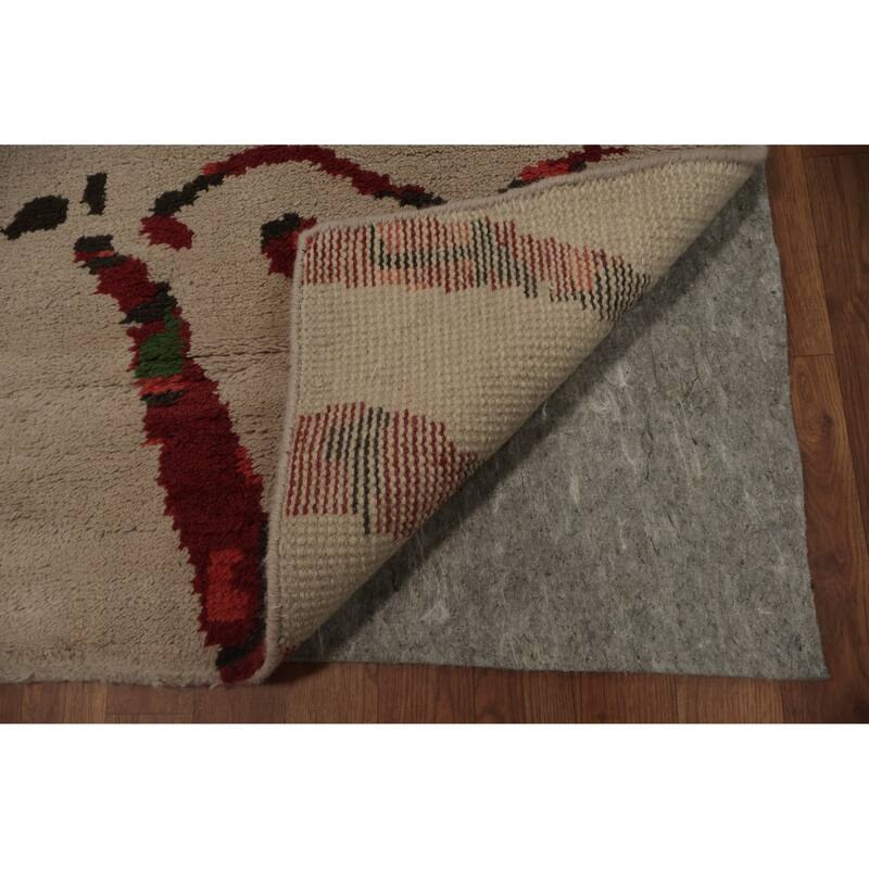 Hand Knotted Oriental 100% Wool Carpet Modern Abstract Beige & Ivories Moroccan Area Rug - 12' 4'' X 9' 2''