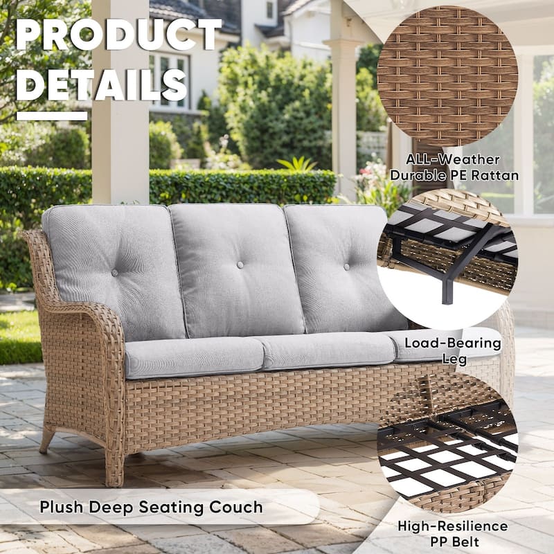 Outdoor Patio Sofa & All-Weather Rattan Sofa