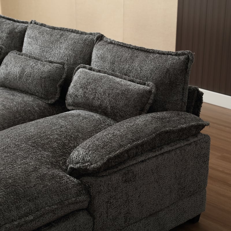Modern Large chenille Fabric U-Shape Sectional Sofa