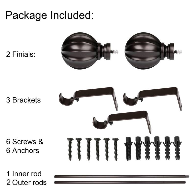 Utopia Alley Curtain Rod with Decorative Ball Finial, 86-120", Oil Rubbed Bronze