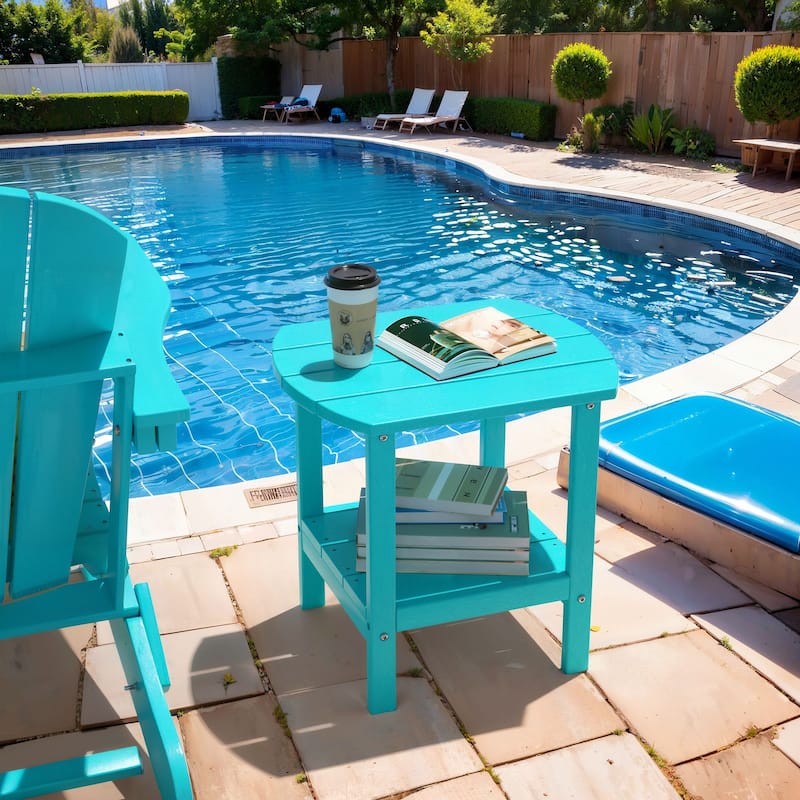 Weather-Resistant HDPE Outdoor Side Table - Modern Patio Accent Furniture - 8' x 10'