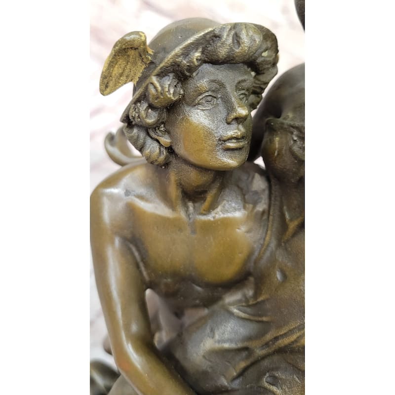 Hermes Flying Mercury And Pandora Greek Mythology Bronze Sculpture Statue