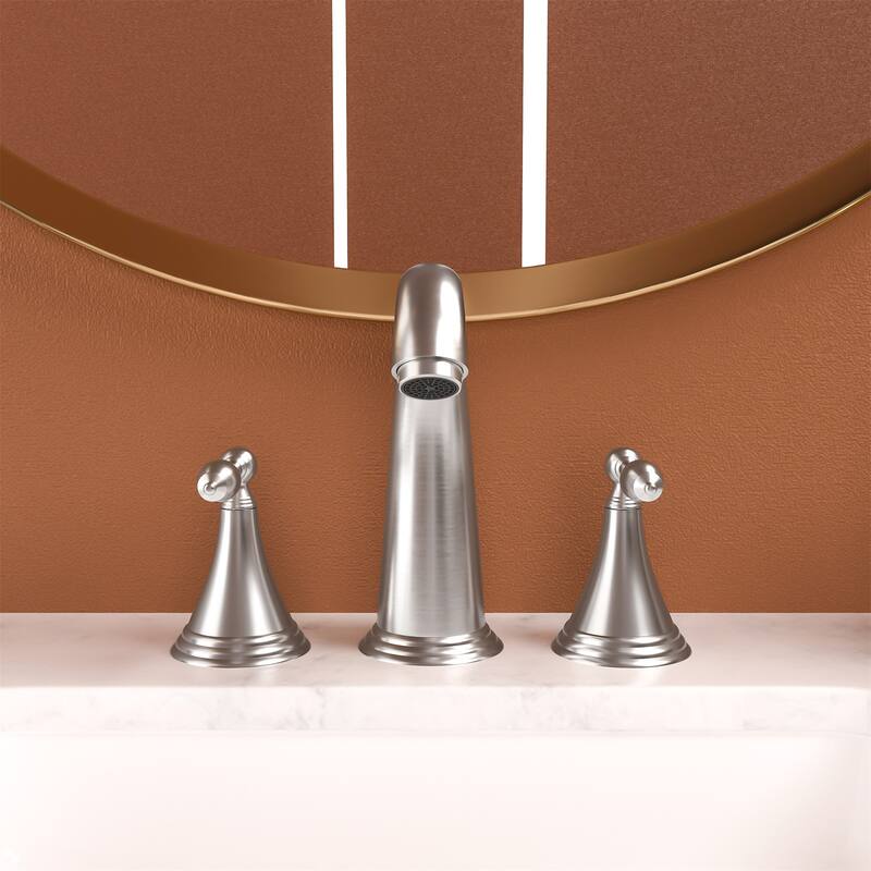 Double Handle 8 in. Widespread Bathroom Faucet 3 Hole Bathroom Sink Faucets Modern Stainless Steel Taps with Drain