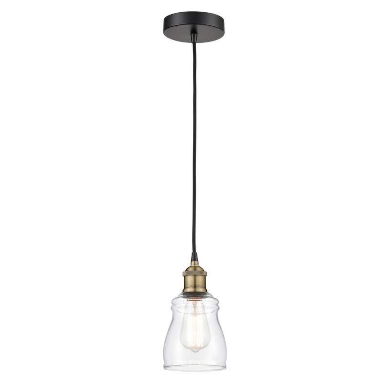 Innovations Lighting Ellery - 1 Light 5" Cord Hung Mini Pendant - Clear/Black Antique Brass