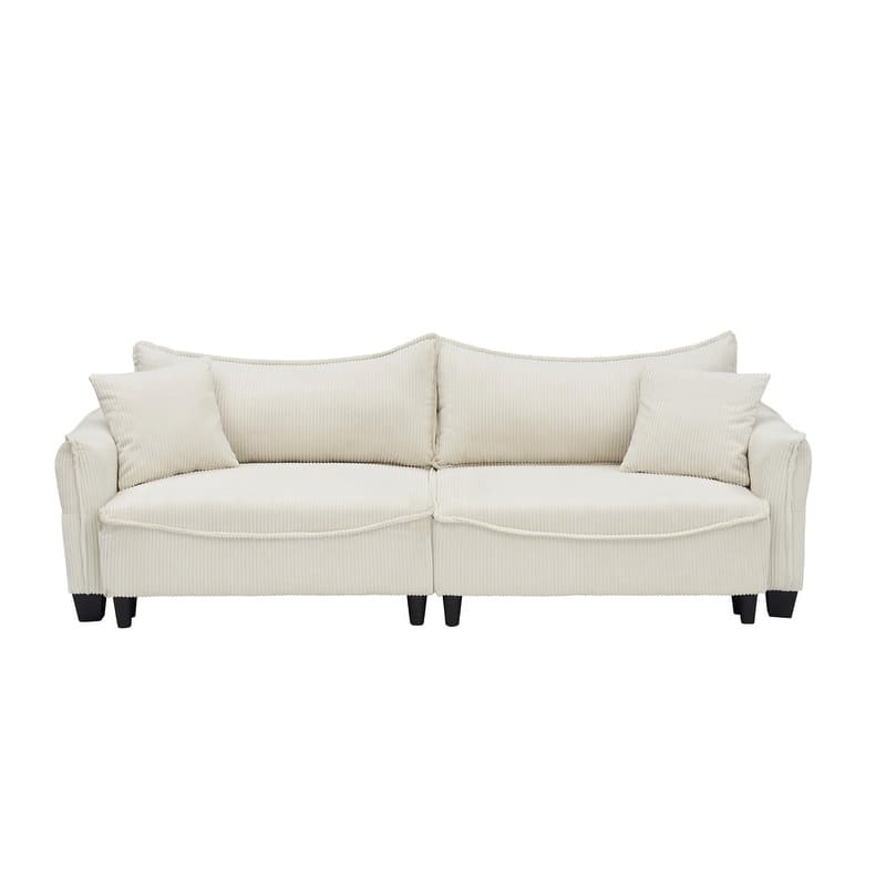154.32" Corduroy Three-Seater Upholstered Sofa Bed