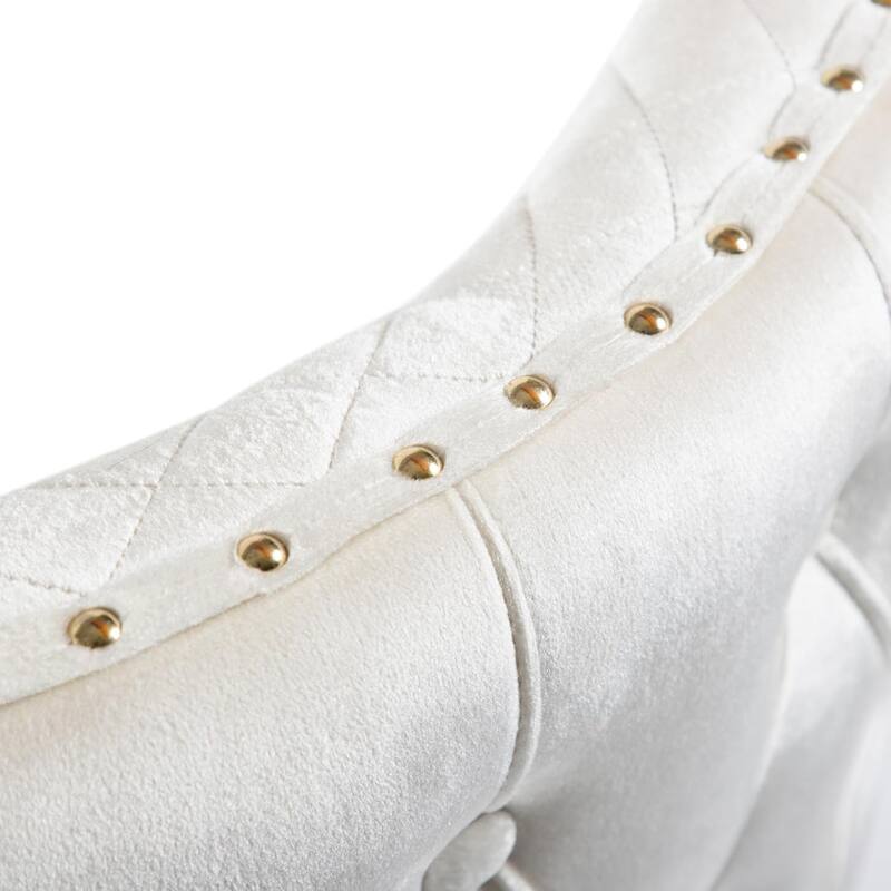 White Gold Finish Glam Upholstered Side Chairs Set