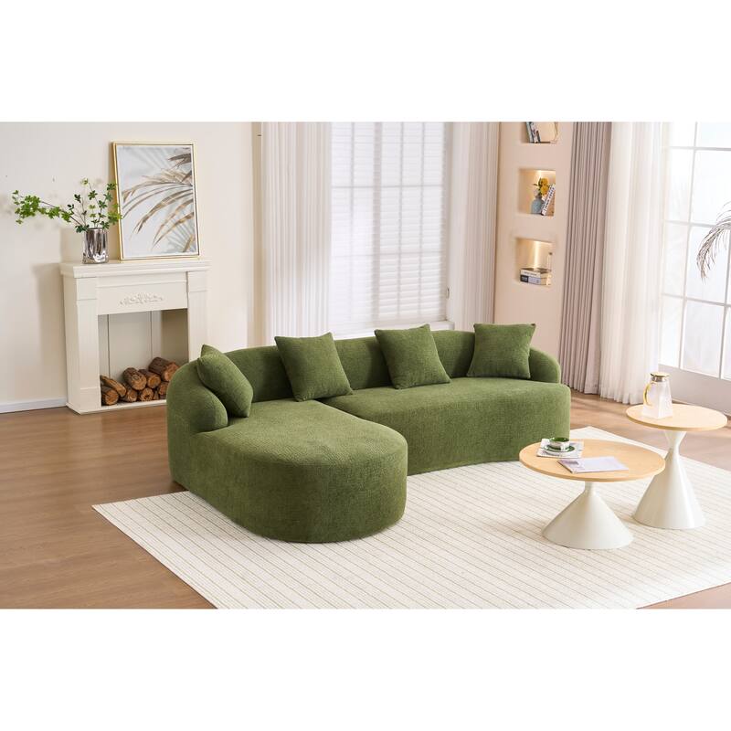 98.4" Chenille L-Shaped Sectional Sofa with Chaise & Pillows