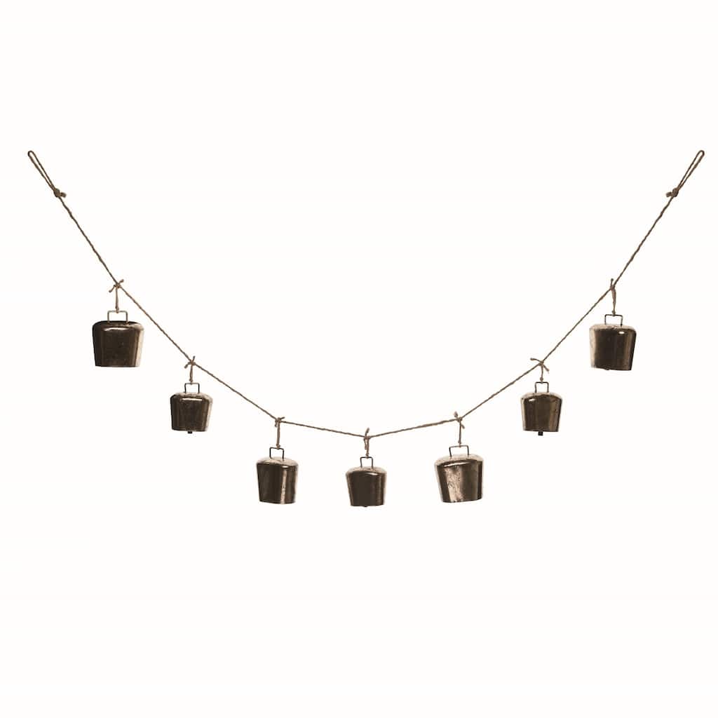 Transpac Metal 72 in. Silver Christmas Square Bell Garland