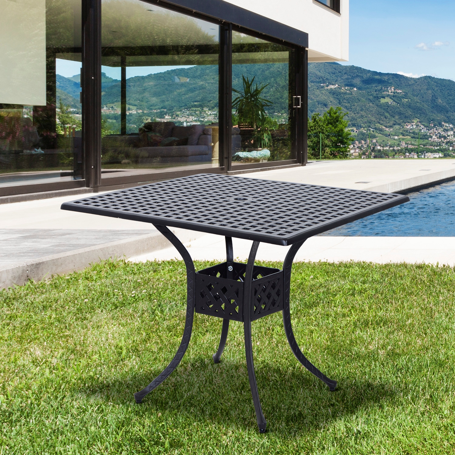 Square cast store aluminum patio table