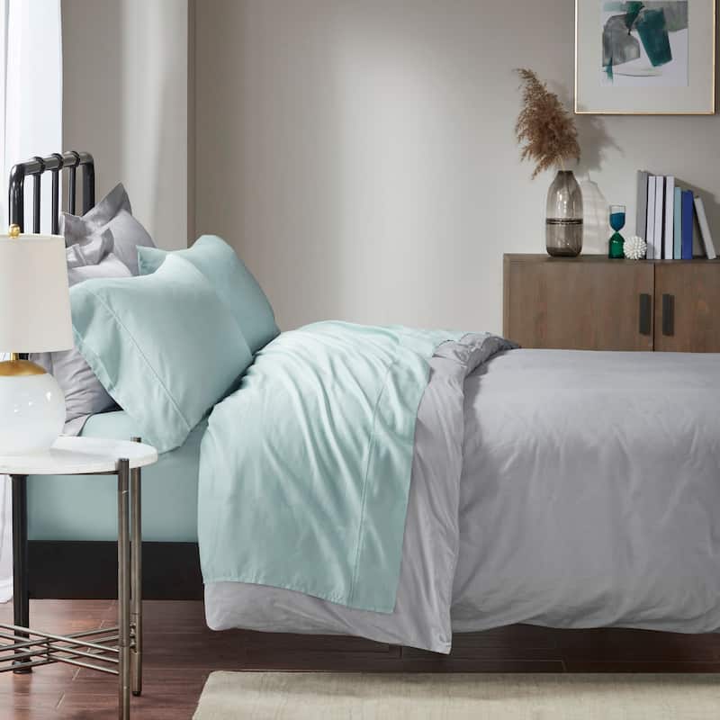 Madison Park 1500 Thread Count Cotton Blend 4 PC Sheet Set - Queen - Seafoam
