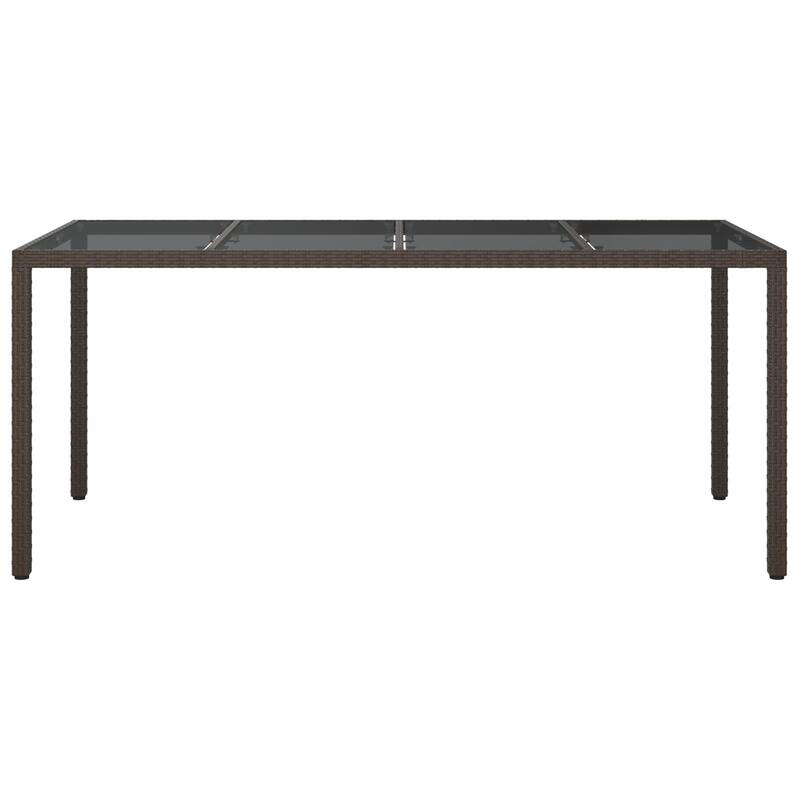 vidaXL Patio Table 74.8" Tempered Glass and Poly Rattan Table Multi Colors - 74.8 x 35.4 x 29.5 in