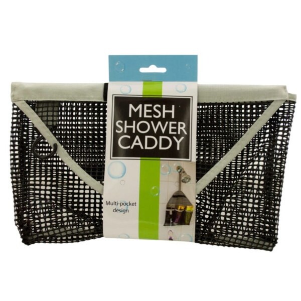 Pack of 4 Black and White Hanging Mesh Shower Caddy 20.5" - N/A