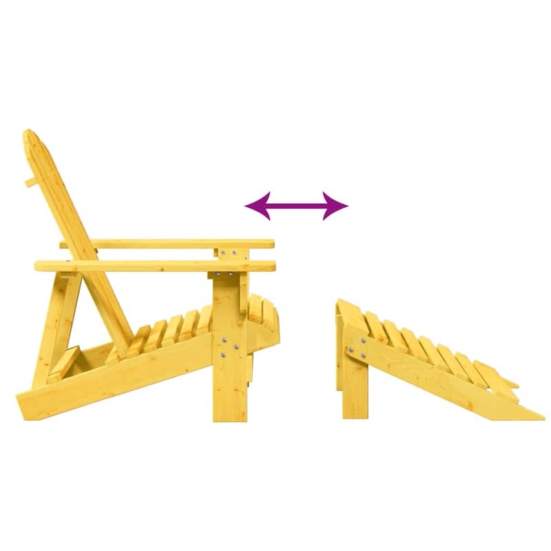 vidaXL Adirondack Chair Yellow Solid Fir Wood Medium Ergonomic - 57.3 x 27.2 x 35.6 in