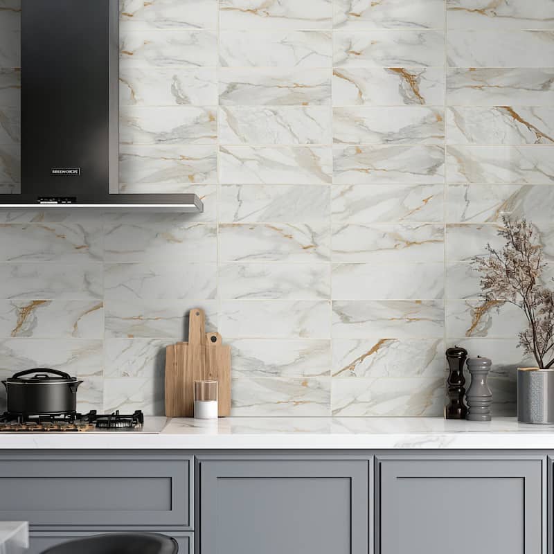 Ackland AKM-P-4X12TLM-CA 4" x 12" Porcelain Wall Tile - Matte Visual -