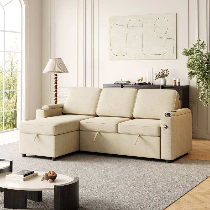 Sleeper Sofa with Storage - USB Charging for Convenience