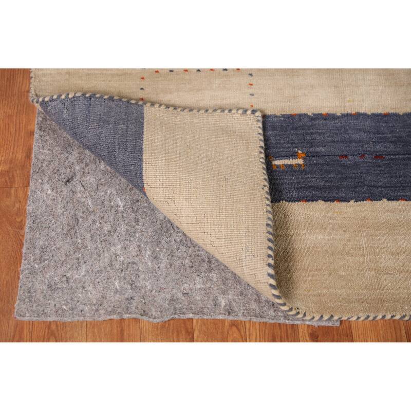 Light Brown Gabbeh Indian Area Rug Handmade Wool Carpet - 7'10" x 9'9"