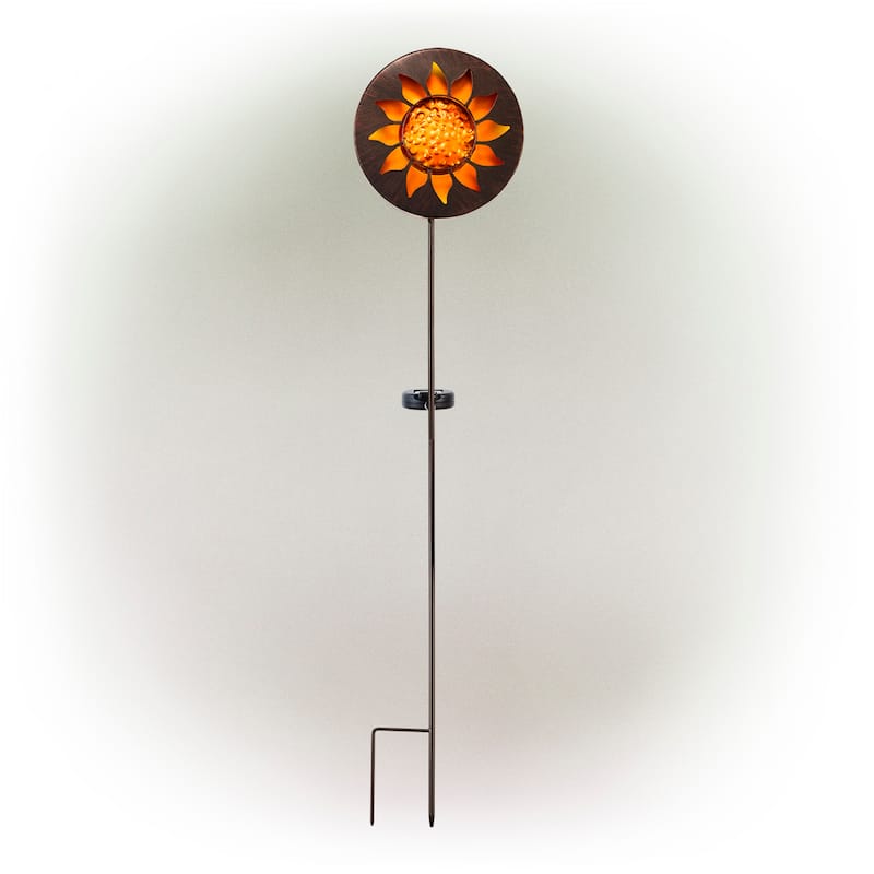 Alpine Corporation 40" Tall Outdoor Solar Powered Garden Stake Sunflower Design with LED Lights