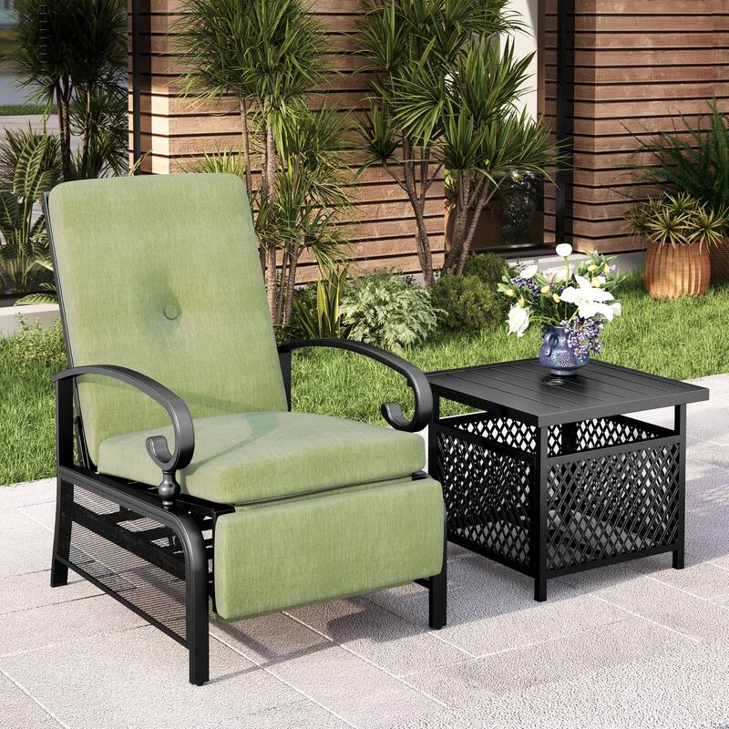 MAISON ARTS 2-piece Adjustable Recliner and Side Table Bistro Set