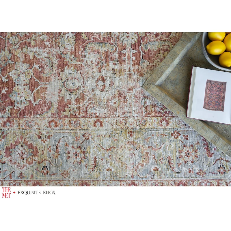 The Met X Exquisite Rugs Antique Loom Rust/Blue Area Rug.