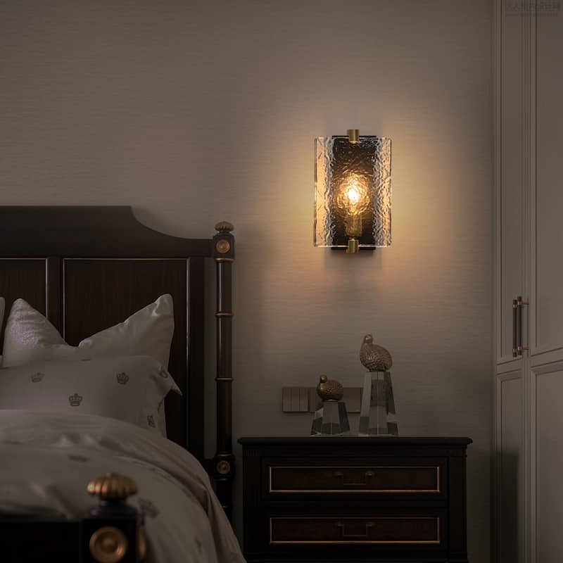 Hammered Glass Wall Sconce Modern Industrial Accent Light