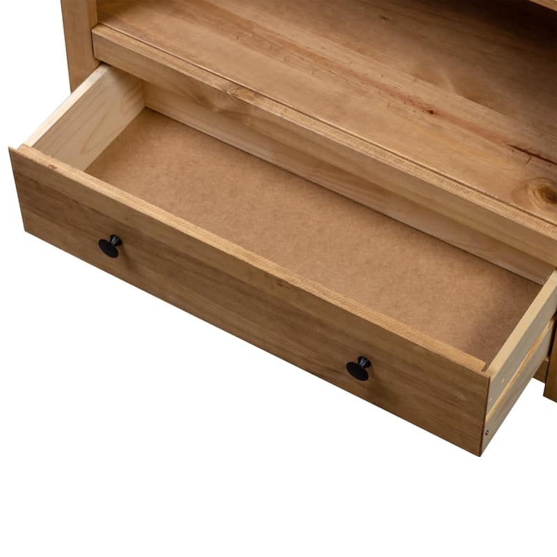 vidaXL Bookshelf Bookcase Decor Shelving Unit Solid Wood Pine Panama Range - 31.5" x 13.8" x 43.3"