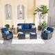 OVIOS 6-piece Rattan Wicker Patio Furniture Set Swivel Rocking Chair Set
